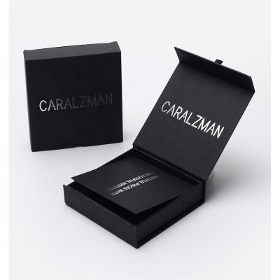 Custom Logo Printed Recycled Cardboard Black Packaging Magnetic Closure Flat Foldable Luxury Paper Gift Boxes