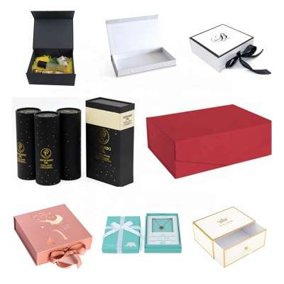 Custom Cardboard Paper Packaging magnetic Gift Box with Ribbon