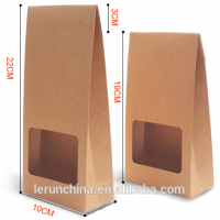 brown kraft food packaging paper bag with window